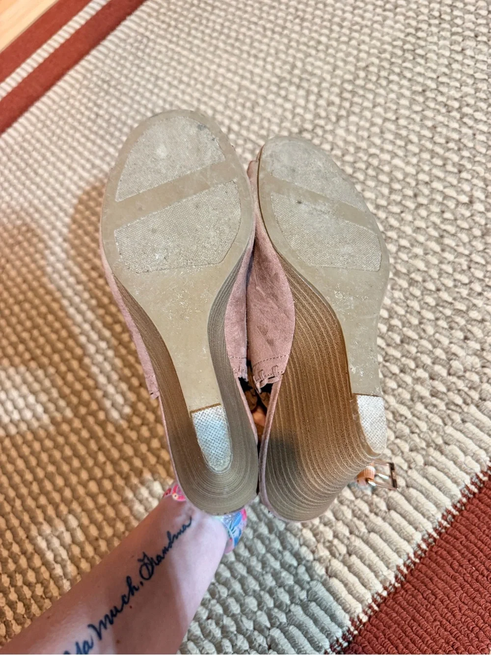 LC Lauren Conrad Mauve Suede Peep-Toe Wedge Sandals